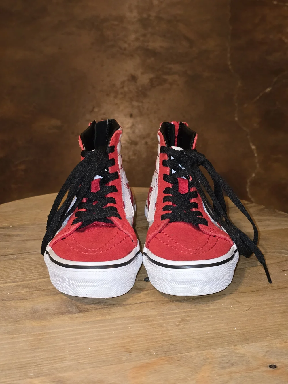 VANS Sk8-Hi Zip Ferocious Flame Red White High Top Sneakers Kids Size 11